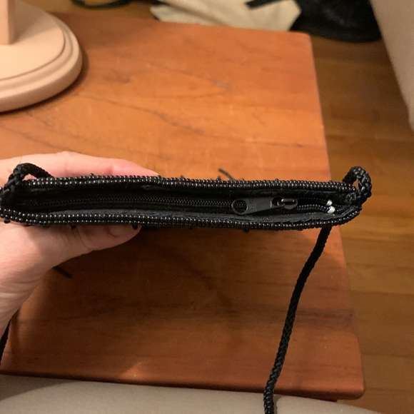 90’s BLACK SATIN MINI BAG PURSE EVENING BAG WITH BEADED DETAIL, and BEAD… - Picture 6 of 11